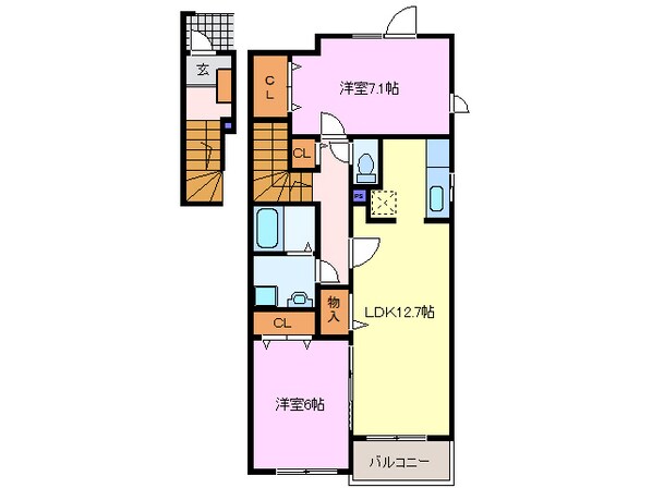 近鉄弥富駅 徒歩21分 2階の物件間取画像